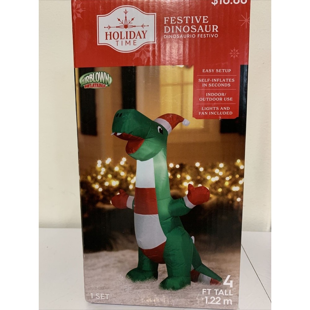 4 Foot Airblown Christmas Inflatable Festive Dinosaur NEW